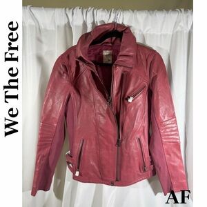 We The Free Córa Women's Mauve Leather Jacket Size Medium New